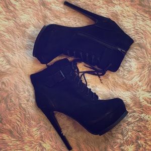 Black mile high ankle boots!